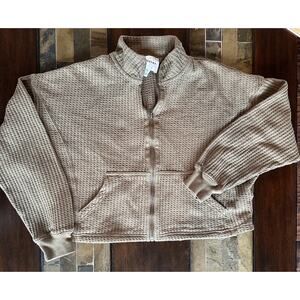 INDUSTRY REPUBLIC CLOTHING Waffle Stitch Zip Jacket Olive Green Sz M Women‎